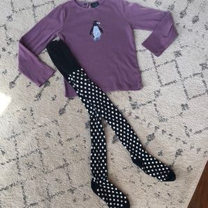 Mini Boden sequin penguin & dot tights 9/10